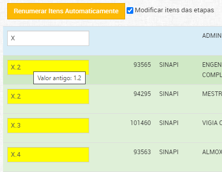 Renumeração Automática